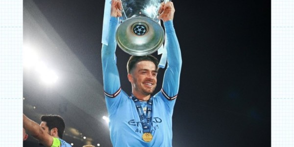 曼城祝格拉利什30岁生日快乐，球员为蓝月出战157场17球23助